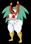 absurd_res alpha_channel anthro areola arms_above_head avian big_breasts big_butt breasts butt female generation_6_pokemon hawlucha hi_res multicolored_body nintendo nipples nude pokemon pokemon_(species) red_areola red_nipples simple_background smile solo thegeckoninja thick_thighs transparent_background wide_hips wings yellow_eyes