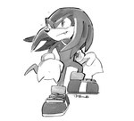 anthro biped clothing fist flowing_hair footwear gloves hair handwear male plantigrade shoes simple_background solo standing white_background ballad-of-gilgalad sega sonic_the_hedgehog_(series) knuckles_the_echidna echidna mammal monotreme 2021 digital_media_(artwork) greyscale monochrome signature