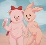 anthro beach day dessert duo female female/female flat_chested food genitals hand_holding ice_cream ice_cream_cone loli looking_at_viewer navel nipples nude open_mouth outside puffy_nipples pussy red_bow sea seaside slightly_chubby slightly_chubby_anthro slightly_chubby_female water young young_anthro young_on_young linen_lolita maple_town patty_(maple_town) penny_(maple_town) domestic_pig lagomorph leporid mammal rabbit suid suina sus_(pig)