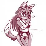 anthro female shy solo suggestive ramdoctor yuri_(jonicookami7) canid canine canis mammal wolf 1:1 hi_res