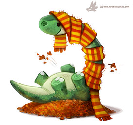 ambiguous_gender autumn beady_eyes black_eyes feral green_body green_scales leaf leaf_pile scales scarf simple_background smile solo white_background piper_thibodeau apatosaurus dinosaur diplodocid prehistoric_species reptile sauropod sauropodomorph scalie 2015 digital_media_(artwork) digital_painting_(artwork) painting_(artwork)