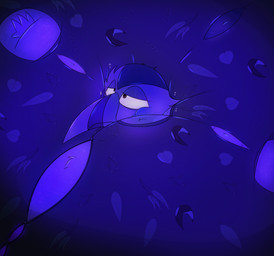 ambiguous_gender anthro beak belly blue_body blue_feathers blueberry_inflation body_inflation button_(fastener) clothed clothing feather_hands feathers hyper hyper_inflation immobile inflation looking_pleasured smile solo spherical_inflation straining_buttons swollen_cheeks torn_clothing noissses avian bird toucan 2024 hi_res