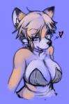 big_breasts blue_eyes breasts clothed clothing female heart_symbol skimpy solo ramdoctor pencil_girl canid canine dhole mammal hi_res sketch