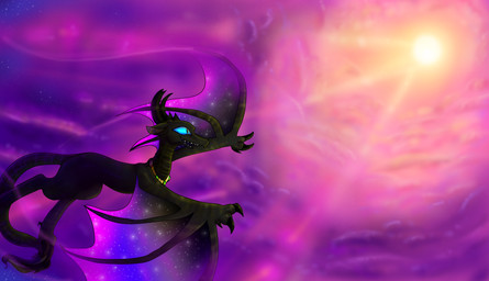 blue_eyes cosmic_wings feral flying horn membrane_(anatomy) membranous_wings nude open_mouth outside solo sun tail wings plaguedogs123 european_mythology mythology dragon mythological_creature mythological_scalie scalie western_dragon wyvern absurd_res hi_res