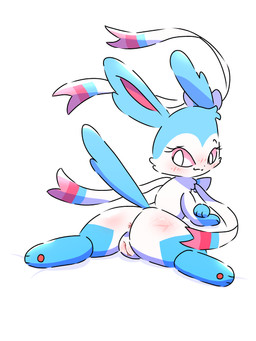 accessory anus black_nose blue_body blue_ears blue_fur blue_tail blush bow_ribbon butt eyelashes female female_feral feral fur genitals hair_accessory hair_bow hair_ribbon humanoid_genitalia humanoid_genitalia_on_feral humanoid_vulva humanoid_vulva_on_feral looking_back lying multicolored_body multicolored_fur neck_bow on_front paws pink_eyes pink_inner_ear presenting presenting_hindquarters rear_view ribbons ribbons_(anatomy) solo tail two_tone_body two_tone_fur vulva white_body white_fur conditional_dnp xammyxx nintendo pokemon eeveelution generation_6_pokemon pokemon_(species) shiny_pokemon sylveon 2026 3:4 digital_media_(artwork) english_description hi_res ibispaint_(artwork) shaded signature watermark