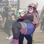 anthro big_breasts breasts cosplay duo female male male/female slightly_chubby slightly_chubby_female smile lallamitan_t amara_(lallamitan_t) joan_(lallamitan_t) camelid common_hippopotamus hippopotamid llama mammal 1:1 hi_res