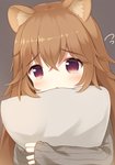 blush bodily_fluids brown_hair clothed clothing female hair pillow solo sweater tears topwear young pushuke the_rising_of_the_shield_hero raphtalia animal_humanoid canid canid_humanoid canine canine_humanoid humanoid mammal mammal_humanoid tanuki_humanoid 2020 hi_res