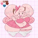 1:1 anthro big_breasts big_butt blue_eyes blush blush_stickers bottomwear bra breasts butt clefairy clothing female generation_1_pokemon hair hi_res huge_butt huge_hips huge_thighs hyper hyper_butt hyper_hips hyper_thighs legwear midriff moonraige navel nintendo open_mouth pigtails pink_body pink_hair pokemon pokemon_(species) short_stack skirt slightly_chubby solo thick_thighs thigh_highs thong underwear wide_hips