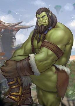 armband armwear beard beard_ponytail biceps black_hair blue_eyes boots bottomwear braided_hair clothed clothing deltoids elbow_gloves facial_hair fangs footwear gloves green_body green_skin grey_background hair hand_on_knee hand_on_leg handwear humanoid_pointy_ears knee_up loincloth looking_at_viewer male muscular muscular_humanoid muscular_male muscular_thighs nipples pecs pointy_ears shoes simple_background solo teeth topless triceps tusks ylnzei blizzard_entertainment warcraft thrall_(warcraft) humanoid orc 2023 hi_res