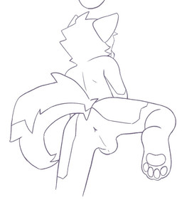 anthro anus backsack balls biped butt genitals male male_anthro pawpads paws presenting presenting_hindquarters raised_leg raphe_(anatomy) rear_view solo tail young young_anthro young_male minishadefox ruke_(minishadefox) canid canine canis domestic_dog husky mammal nordic_sled_dog siberian_husky spitz monochrome