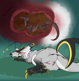 ambiguous_gender ambiguous_prey anal anal_vore anus claws duo feces female female/ambiguous female_pred feral feral_on_feral full_tour genitals lying on_grass on_side prey_in_feces safe_vore sleeping sleeping_pred unaware_pred vore vulva willing_prey voraciousollie mythology dragon mythological_creature mythological_scalie scalie colored hi_res