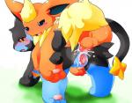 all_fours anal anal_penetration anus balls blue_eyes blush bodily_fluids cum cum_in_ass cum_in_pussy cum_inside duo eeveelution erection felid female female_penetrated feral flareon generation_1_pokemon generation_4_pokemon genital_fluids genitals grass looking_back luxray male male/female male_penetrating male_penetrating_female mammal nintendo open_mouth outside pawpads paws penetration penis plant pokemon pokemon_(species) pussy red_eyes sex smile tomcat_in_sky