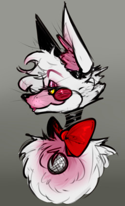 anthro bow_tie eyebrows fluffy machine male pink_eyebrows red_bow_tie solo speaker yellow_eyes fake_anna five_nights_at_freddy's scottgames sister_location funtime_foxy_(fnaf) animatronic canid canine fox mammal robot 2022 digital_media_(artwork) hi_res