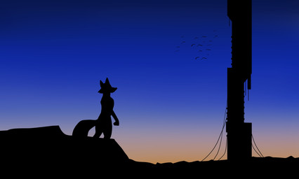 anthro male solo standing sunset vgerfox half-life_2 canid canine fox mammal hi_res