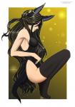 black_hair breasts clothed clothing ear_piercing ear_ring female hair legwear piercing ring_piercing simple_background solo stockings thigh_highs amur lorelei_(ledieuiciss) animal_humanoid canid canid_humanoid canine canine_humanoid humanoid mammal mammal_humanoid 2019 digital_media_(artwork) hi_res