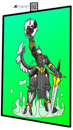 anthro detachable detachable_head female fur holidays horn knight melee_weapon qr_code solo sword warrior weapon xdiegosilvax european_mythology halloween irish_mythology mythology dullahan equid equine horse mammal mythological_creature mythological_equine pony unicorn absurd_res digital_media_(artwork) hi_res
