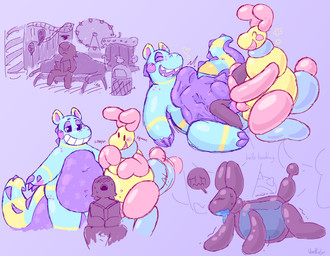 absorption_vore ambiguous_gender amusement_park amusement_ride animal_genitalia animal_penis anthro balloon_animal bedroom_eyes bench blue_body blue_cum blush bodily_fluids canine_genitalia canine_penis cheek_spots claw_fingers claws colored_cum cum erection ferris_wheel finger_claws genital_fluids genitals group group_sex hair head_markings inflatable interspecies male male/male male_penetrating markings narrowed_eyes overweight overweight_male penetration penile penis roller_coaster scutes seductive segmented_body segmented_legs segmented_tail sex simple_background size_difference smile star_(marking) striped_markings striped_tail stripes tail tail_markings tail_motion tailwag thick_tail threesome transformation translucent trash_can trio unusual_bodily_fluids unusual_cum unusual_genital_fluids vore vexedcalyx mythology bubble_(kevlarcaviar) buddy_(vexedcalyx) animate_inanimate canid canine dragon hippopotamid human hybrid living_inflatable mammal mythological_creature mythological_scalie scalie absurd_res colored digital_drawing_(artwork) digital_media_(artwork) hi_res