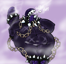 anthro backsack balls big_balls big_butt big_penis big_pupils bodily_fluids bracelet butt chain collar crossgender erection ftg_crossgender fti_crossgender genitals glistening gynomorph huge_balls huge_butt huge_penis huge_thighs hyper hyper_genitalia hyper_penis intersex jewelry looking_at_viewer looking_back lying muscular muscular_gynomorph muscular_intersex musk on_front pawpads paws penis pupils saliva sharp_teeth solo spiked_bracelet spiked_collar spikes teeth thick_thighs tongue tongue_out vein veiny_penis wide_hips mister_redintong mario_bros nintendo gigi_(thecoatl034) chain_chomp hi_res
