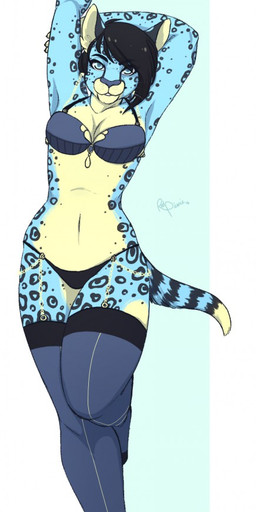 anthro clothing female looking_at_viewer smile solo standing thick_thighs underwear redpixie felid mammal hi_res