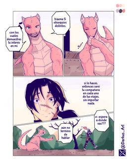 armor black_eyes black_hair cheek_scar dialogue duo eyes_closed facial_scar female feral hair headgear helmet knight larger_female larger_feral long_hair male muscular muscular_feral nose_scar open_mouth outside plant red_body red_scales scales scar sharp_teeth sitting size_difference tail teeth text tree walking warrior darkus_art mythology dragon human mammal mythological_creature mythological_scalie scalie comic hi_res spanish_text translated