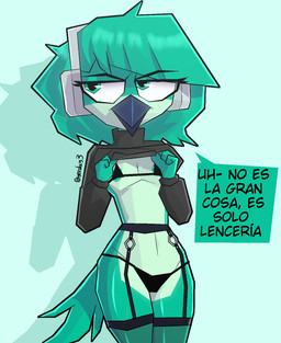 anthro areola areola_slip beak blue_body blue_hair breasts clothed clothing clothing_lift electronics female hair headphones lingerie nipples non-mammal_breasts non-mammal_nipples shirt shirt_lift simple_background small_breasts solo text topwear yerolay collete_(yerolay) apodiform avian bird hummingbird digital_drawing_(artwork) digital_media_(artwork) hi_res translated