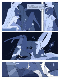 anthro bed bedroom bedroom_sex biped black_body black_eyes blep blush blush_lines bodily_fluids border bottomless bottomless_female bottomless_humanoid breath clothed clothing detailed_background dialogue dildo dildo_in_vagina dildo_insertion duo empty_eyes eye_contact female female/female female_anthro female_humanoid from_front_position furniture genital_fluids genitals hair hair_down head_back heart_symbol humanoid_on_anthro inside kneeling legs_up long_hair looking_at_another looking_at_partner lying missionary_position mouthless nude nude_anthro nude_female on_back on_bed penetration sex sex_toy sex_toy_in_vagina sex_toy_insertion speech_bubble strapon strapon_in_pussy strapon_sex sweat sweatdrop talking_to_another talking_to_partner text tongue tongue_out toying_partner vaginal vaginal_fluid_string vaginal_fluids vaginal_fluids_on_leg vaginal_penetration vulva white_body white_border white_eyes white_hair white_vulva justdog hollow_knight:_silksong hollow_knight_(franchise) team_cherry hornet_(hollow_knight) lace_(hollow_knight:_silksong) arthropod humanoid 2025 comic digital_drawing_(artwork) digital_media_(artwork) english_text hi_res