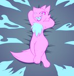 anthro bedroom_eyes chest_tuft fog hair looking_at_viewer male narrowed_eyes pink_body pink_hair seductive simple_background solo tuft unik aimkid_(copyright) soft_fuzzy_man_(aimkid) canid canine canis ghost mammal spirit wolf hi_res