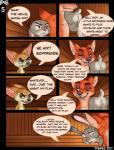 annoyed anthro anus bedroom_eyes butt canid canine carrying_another comic dialogue disney english_text female fennec_fox finnick_(zootopia) flirting fox genitals group hi_res judy_hopps lagomorph leporid male mammal narrowed_eyes nick_wilde no_homo presenting presenting_anus presenting_hindquarters presenting_pussy profanity pukaa pussy rabbit raised_tail red_fox sauna scut_tail seductive sex_talk short_tail tail text true_fox zootopia
