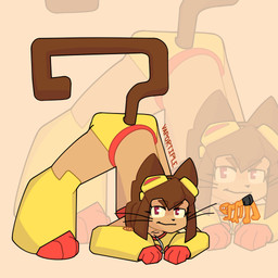 anthro ass_up bikini brown_hair brown_tail clothing duo eyewear eyewear_on_head female goggles goggles_on_head hair jack-o'_pose male male/female pose swimwear tail two-piece_swimsuit whiskers vaportiple gameoverse glitch_productions kit_bodega alien domestic_cat felid feline felis humanoid mammal 1:1 hi_res