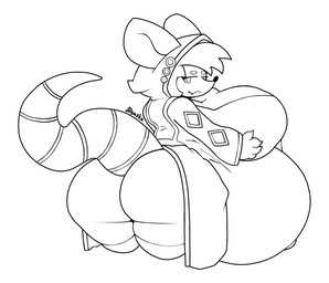 anthro bangs bedroom_eyes belly big_belly big_breasts big_butt big_tail breast_grab breasts butt clothed clothing fangs female grabbing_own_breast hair hand_on_breast hood huge_belly huge_breasts huge_tail hyper hyper_belly legwear looking_at_viewer looking_back narrowed_eyes navel no_underwear overweight pregnant pregnant_anthro pregnant_female presenting presenting_hindquarters seductive simple_background slightly_chubby smile smug solo stockings tail teasing teeth text thick_thighs three-quarter_view white_background wide_hips alyaska2201 atlyss sally_(atlyss) american_opossum chang_(atlyss) mammal marsupial hi_res line_art monochrome