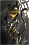 blonde_hair clothing female gloves hair handwear hood latex looking_at_viewer solo standing tail fernando_faria xiaolin_showdown katnappe felid feline mammal 2008