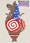2017 american_flag anthro big_butt blu3danny bodypaint bottom_heavy butt common_hippopotamus dreamworks english_text female freckled_butt freckles gloria_the_hippopotamus happy hi_res hippopotamid huge_butt looking_back madagascar_(series) mammal nude open_mouth open_smile overweight painted_butt smile solo text united_states_of_america