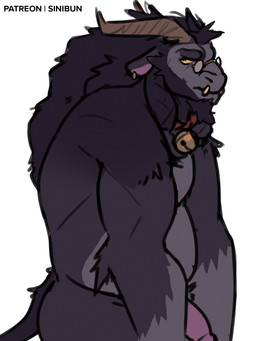anthro bell bell_collar belly black_body black_fur collar ear_piercing erection eyewear fur genitals glasses grey_body grey_fur holidays horn humanoid_genitalia humanoid_penis male male_anthro musclegut muscular muscular_anthro muscular_male nude nude_anthro nude_male penis piercing purple_penis simple_background slightly_chubby slightly_chubby_anthro slightly_chubby_male solo standing tail tusks wearing_glasses white_background yellow_sclera sinibun_95 christmas krampus bovid caprine caprine_demon demon goat_demon mammal 2021 3:4 hi_res
