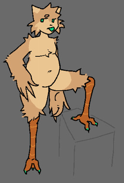 3_toes ambiguous_gender anthro brown_body brown_fur colored_nails feet fur green_eyes green_nails green_tongue hand_on_hip light_body light_fur nails one_leg_up pose raised_leg solo toes tongue tuft splattterdd kash_(spl4t) avian bird chicken felid feline galliform hybrid mammal phasianid