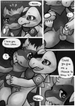 anthro blush canid canine comic dialogue digital_media_(artwork) duo embarrassed english_text erection fan_character generation_2_pokemon generation_4_pokemon genitals greyscale haychel knot leon_(haychel) licking male male/male mammal monochrome nintendo penis pokemon pokemon_(species) pokemon_mystery_dungeon riolu semi-anthro slydragoon16 spike_chunsoft text tongue tongue_out totodile vagus_(haychel)