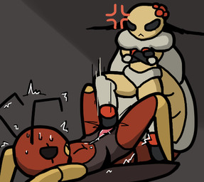 angry antennae_(anatomy) anthro bdsm bodily_fluids brown_body cock_and_ball_torture crossed_arms cum dominant dominant_female duo feet female foot_fetish foot_play footjob genital_fluids genital_torture genitals insect_wings lying male male/female motion_lines pain penile penis sex simple_background spread_legs spreading standing stomping sweat wings anonymous_artist bug_fables moonsprout_games mothiva_(bug_fables) zasp_(bug_fables) arthropod hymenopteran insect lepidopteran moth wasp low_res