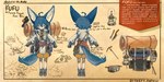 backpack bag bedroll big_ears biped blue_hair clothed clothing cooking_pot duo feral fluffy fluffy_tail fox_tail fully_clothed hair knife lamp lantern male money perching solo_focus standing tail text tomboy fufu_impact fufu-fox animal_humanoid avian bird canid canid_humanoid canine canine_humanoid fox fox_humanoid humanoid mammal mammal_humanoid 2:1 digital_media_(artwork) english_text hi_res model_sheet