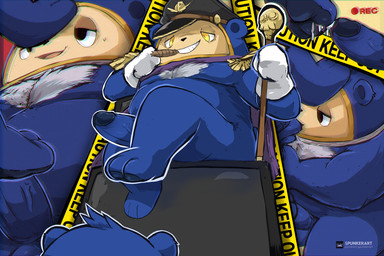 anthro balls belly blue_body blue_fur bodily_fluids body_hair chest_hair cigar clothed clothing duo erection feet fellatio foot_fetish foot_on_face foot_on_penis foot_play footjob fur genital_fluids genitals headgear headwear humanoid_genitalia humanoid_penis male male/male male_penetrated male_penetrating narrowed_eyes nude open_mouth oral oral_penetration overweight overweight_anthro overweight_male pawpads penetration penile penis sex simple_background smile smoking text tongue spunker atlus megami_tensei persona_(series) persona_4 sega shadow_teddie teddie_(persona) bear mammal 2026 digital_drawing_(artwork) digital_media_(artwork) english_text