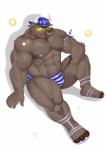 abs anthro biceps bulge clothed clothing eyebrows eyes_closed facial_piercing footwear horn kerchief male muscular muscular_anthro muscular_male navel nipples nose_piercing open_mouth open_smile pecs piercing sandals shoes skimpy smile solo swimwear thick_thighs gohgw1 lifewonders tokyo_afterschool_summoners asterius_(tas) bovid bovine mammal 2018 absurd_res hi_res