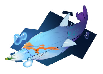 abstract_background algae ambiguous_feral ambiguous_gender blue_body brown_eyes feral fin multicolored_body orange_body pupils purple_body purple_fin solo swimming tail tail_fin water white_body white_spikes combos-n-doodles fish heterostracan jawless_fish marine prehistoric_species pteraspidid pteraspidomorph pteraspis 2025 absurd_res hi_res shaded
