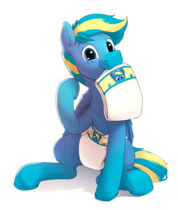 ageplay blue_body blue_eyes blue_hair bottomwear clean_diaper clothed clothing diaper diaper_only feral folded_diaper freckles gesture hair hand_gesture highlights_(coloring) holding_diaper hooves infantilism looking_at_viewer male markings object_in_mouth pointing pointing_at_self print_diaper roleplay simple_background sitting solo star_eyes striped_markings striped_tail stripes tail tail_markings teeth topless touching_diaper underwear wearing_diaper white_background wings daydreamed hasbro my_little_pony mythology fan_character equid equine mammal mythological_creature mythological_equine pegasus hi_res