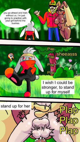 anthro balls balls_deep bodily_fluids cuckold cum cum_inside duo female genital_fluids genitals hand_on_shoulder interspecies kicking_object looking_away male male/female nude nude_female obscured_eyes obscured_sex penetration plap pokephilia tears text pantyking nintendo pokemon generation_4_pokemon generation_8_pokemon human lopunny mammal pokemon_(species) raboot 9:16 comic english_text hi_res