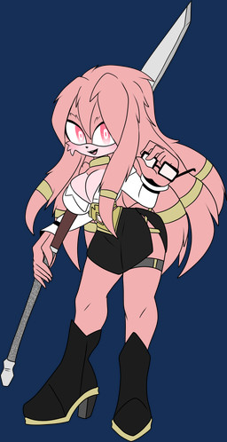 5_fingers anthro big_breasts boots breasts clothing eyewear female fingers footwear glasses hair high_heeled_boots high_heels holding_eyewear holding_glasses holding_melee_weapon holding_object holding_polearm holding_spear holding_weapon long_hair melee_weapon pink_body pink_eyes polearm shoes solo spear weapon xxseraphimphobiaxx genshin_impact mihoyo sega sonic_the_hedgehog_(series) yana_(genshin_impact) animal_humanoid humanoid mammal mammal_humanoid absurd_res alpha_channel character_request hi_res