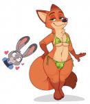 2018 acstlu anthro arm_tuft bedroom_eyes bikini blush breasts brown_ear_tips canid canine chest_tuft claws cleavage clothed clothing crossgender dipstick_ears dipstick_tail disney duo ear_markings elbow_tuft fluffy fluffy_tail fox gloves_(marking) green_eyes grey_ear_tips gynomorph half-closed_eyes hand_on_hip heart_symbol hearts_around_body hearts_around_head hi_res intersex judy_hopps lagomorph leg_markings leporid mammal markings moobs multicolored_ears multicolored_tail narrowed_eyes navel nick_wilde police police_uniform purple_eyes rabbit red_fox seductive simple_background skimpy smile socks_(marking) standing swimwear tail tail_markings thick_thighs third-party_edit tight_clothing toe_claws true_fox tuft two-piece_swimsuit under_boob uniform white_background wide_eyed wide_hipped_gynomorph wide_hipped_intersex wide_hips zootopia