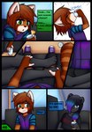 adolescent alcohol anthro barefoot beverage bottomless clothed clothing dialogue drinking duo feet female male pawpads paws text young dream_mirage axel_biersack ailurid mammal mephitid red_panda skunk comic hi_res