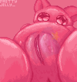 dripping duo low-angle_view translucent unbirthing vaginal vore prettyjelly goo_creature animated animated_gif digital_media_(artwork) pixel_(artwork) pixel_animation short_playtime