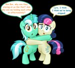 amber_eyes blue_eyes cutie_mark dialogue duo female feral hair horn hug looking_at_viewer multicolored_hair simple_background text transparent_background two_tone_hair aleximusprime friendship_is_magic hasbro my_little_pony mythology bonbon_(mlp) lyra_heartstrings_(mlp) earth_pony equid equine horse mammal mythological_creature mythological_equine pony unicorn 2017 alpha_channel english_text hi_res