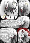 2015 black_and_white clothing comic creepypasta dialogue duo earth_pony emaciated english_text equid equine faceless fangs female feral friendship_is_magic hasbro hat headgear headwear hi_res horse hug long_tongue male mammal monochrome my_little_pony necktie omny87 party_hat pinkie_pie_(mlp) ponification pony ribbons screaming simple_background skinny slenderman suit teeth text tongue visible_ribs