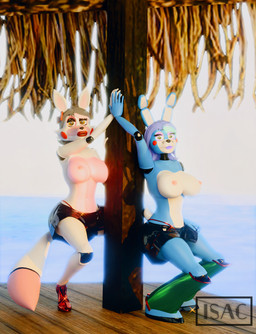 anthro clothed clothing crossgender duo female mtf_crossgender nipples topless topless_anthro topless_female the_isac disembowell_(modeler) red-eye_(modeler) the_isac_(modeler) five_nights_at_freddy's five_nights_at_freddy's_2 scottgames mangle_(fnaf) toy_bonnie_(fnaf) humanoid 3d_(artwork) digital_media_(artwork) hi_res