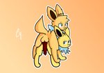 animal_genitalia animal_penis balls canine_genitalia canine_penis duo female feral genitals knot male male/female penis noodletheartist nintendo pokemon noodle_the_jolteon canid canine eeveelution generation_1_pokemon jolteon mammal pokemon_(species) absurd_res hi_res